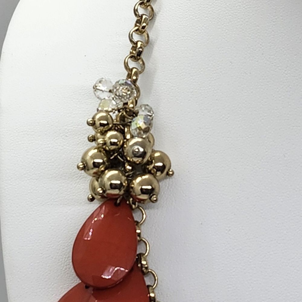 Tear Drop Bead‎ Statement Bib Necklace Gold Tone - Picture 4 of 8